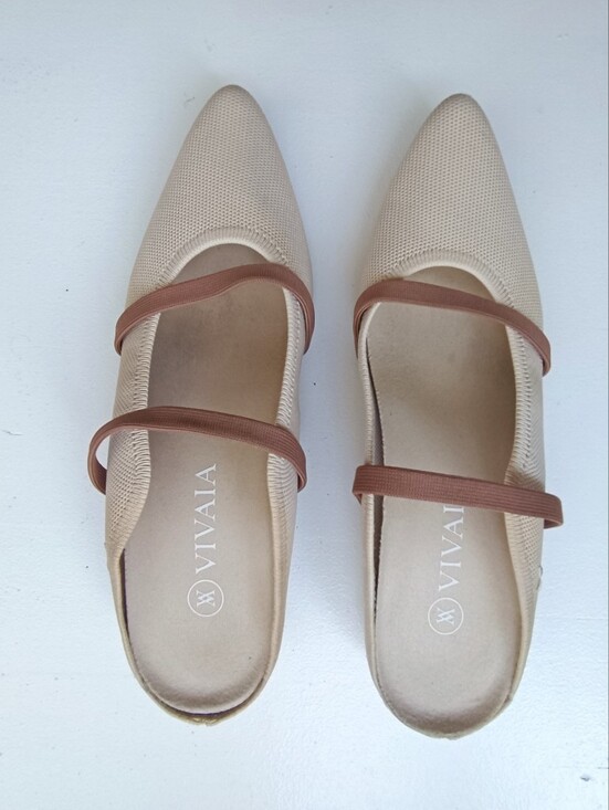Vivaia Shoes - VIVAIA Elle Pointed-Toe Knit Mules Beige Size 8